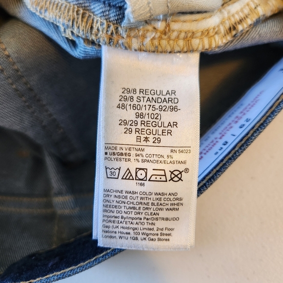 Gap Vintage Slim High Rise Jeans Cropped Ankle Raw Hem Stretch Dark Wash Size 29 - Picture 8 of 12
